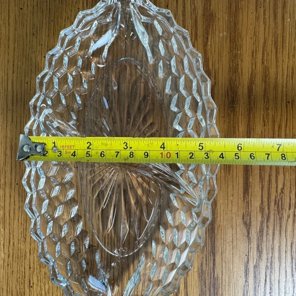 Fostoria Vintage Glass Divided Relish Dish Oval Embossed Serving‎ Tray